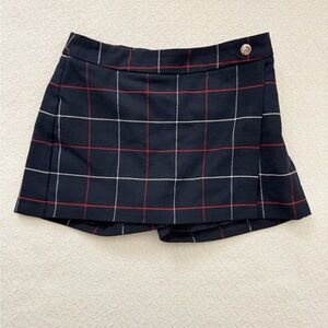 Jacadi Paris Navy Red and White Plaid Skort with Side Zipper